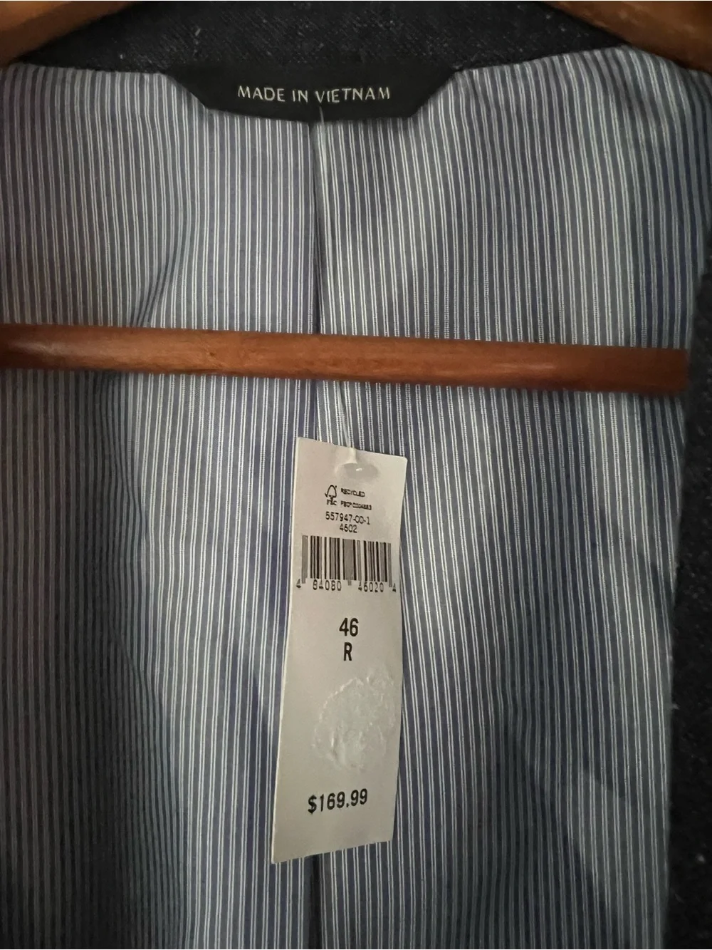 NWT Banana Republic Wool Blend Tailored Slim Fit Sport Coat Jacket 46R Charcoal